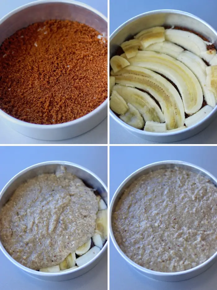 passo a passo para fazer a caramelização das bananas para o bolo vegano de banana caramelada