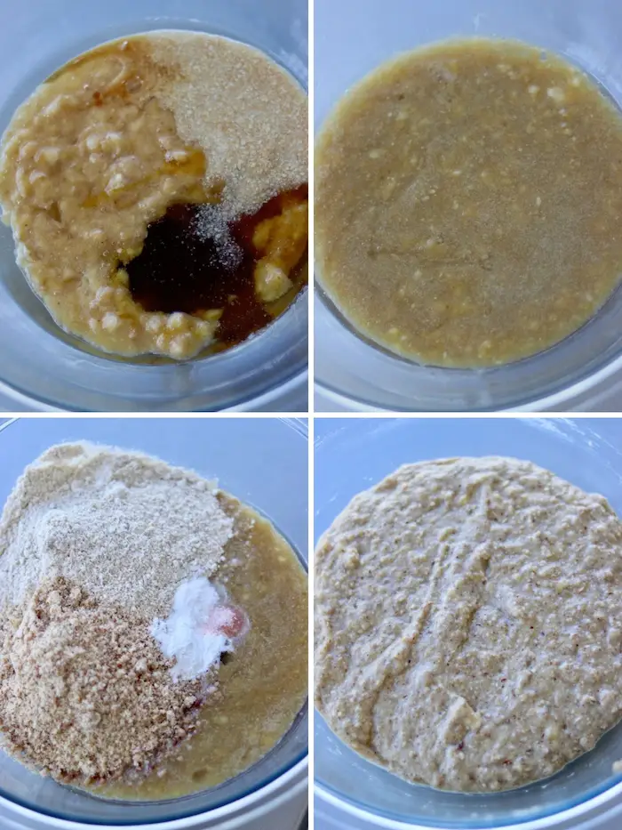 ingredientes do bolo vegano de banana caramelada em uma vasilha