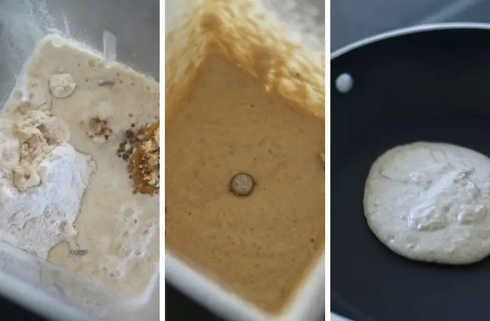 ingredientes no liquidificador para fazer panqueca vegana doce estilo americana