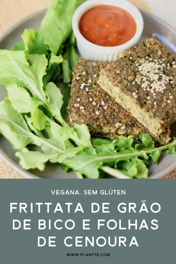 frittata vegana de folhas de cenoura servida com ketchup vegano