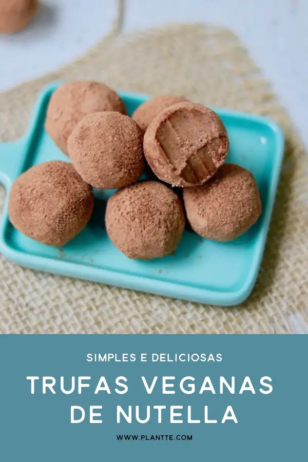 trufas veganas de nutella servidas em um prato
