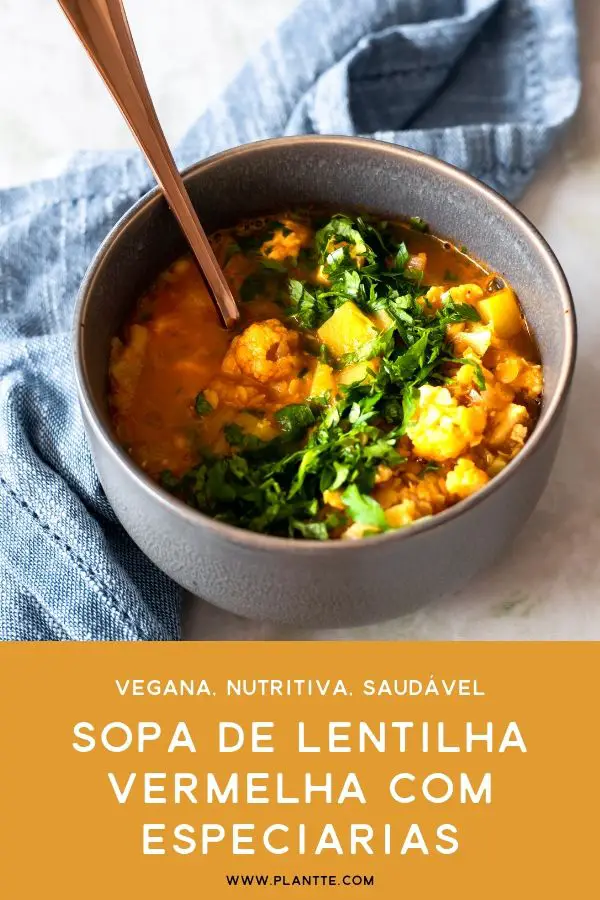 sopa de lentilha vermelha com legumes e especiarias