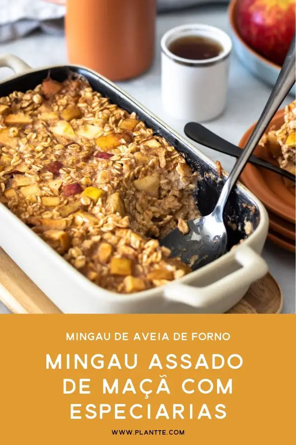 mingau assado de aveia com maçã e especiarias