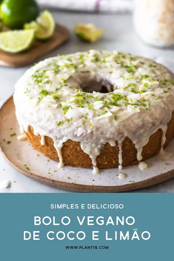bolo de coco e limão vegano com cobertura de manteiga de coco e raspas de limão