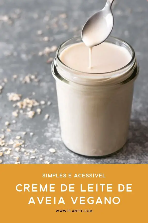 creme de leite de aveia vegano em um pote de vidro