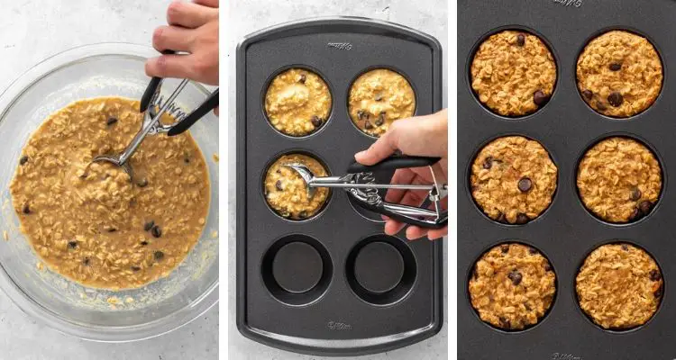imagens contendo passo a passo do preparo de muffins de banana com aveia