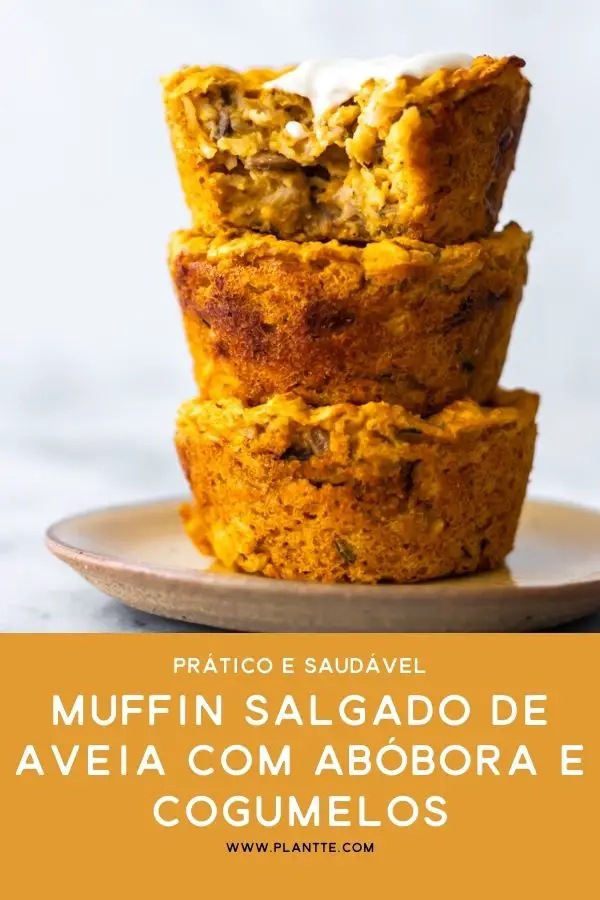 muffin salgado de aveia com abóbora e cogumelo