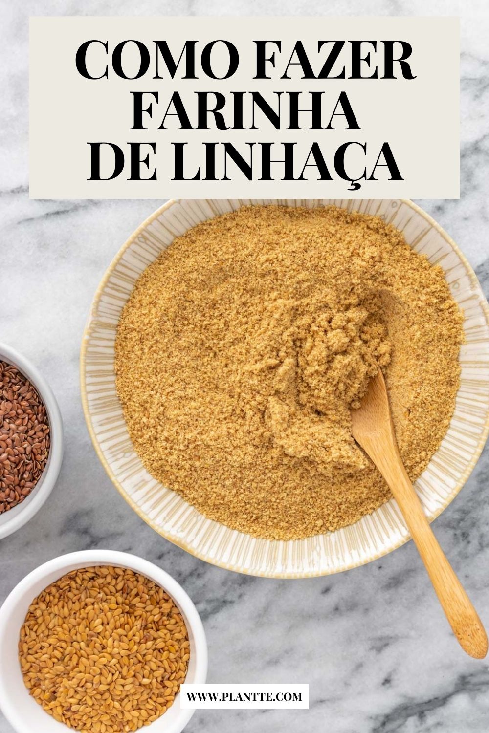 pote com farinha de linhaça dourada