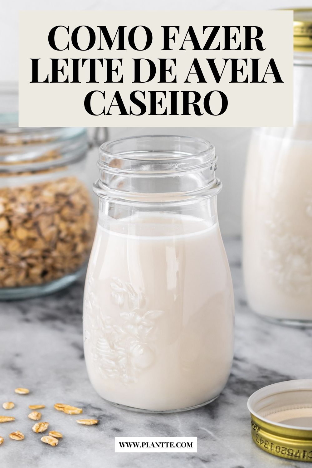 garrafa de leite de aveia caseiro