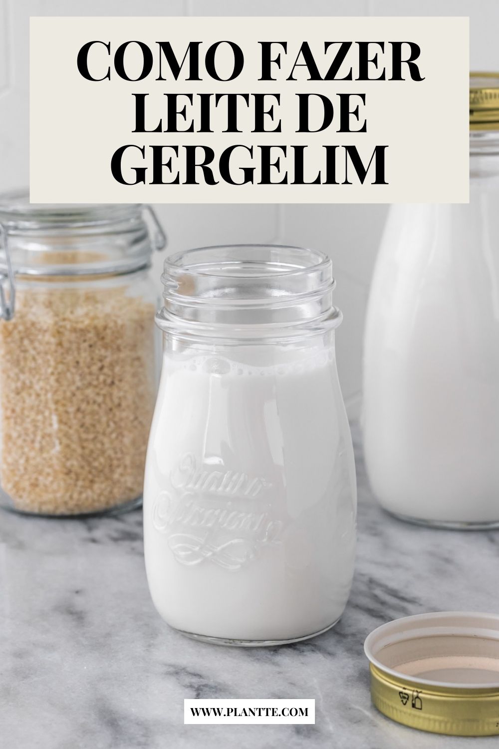 garrafa de leite de gergelim caseiro