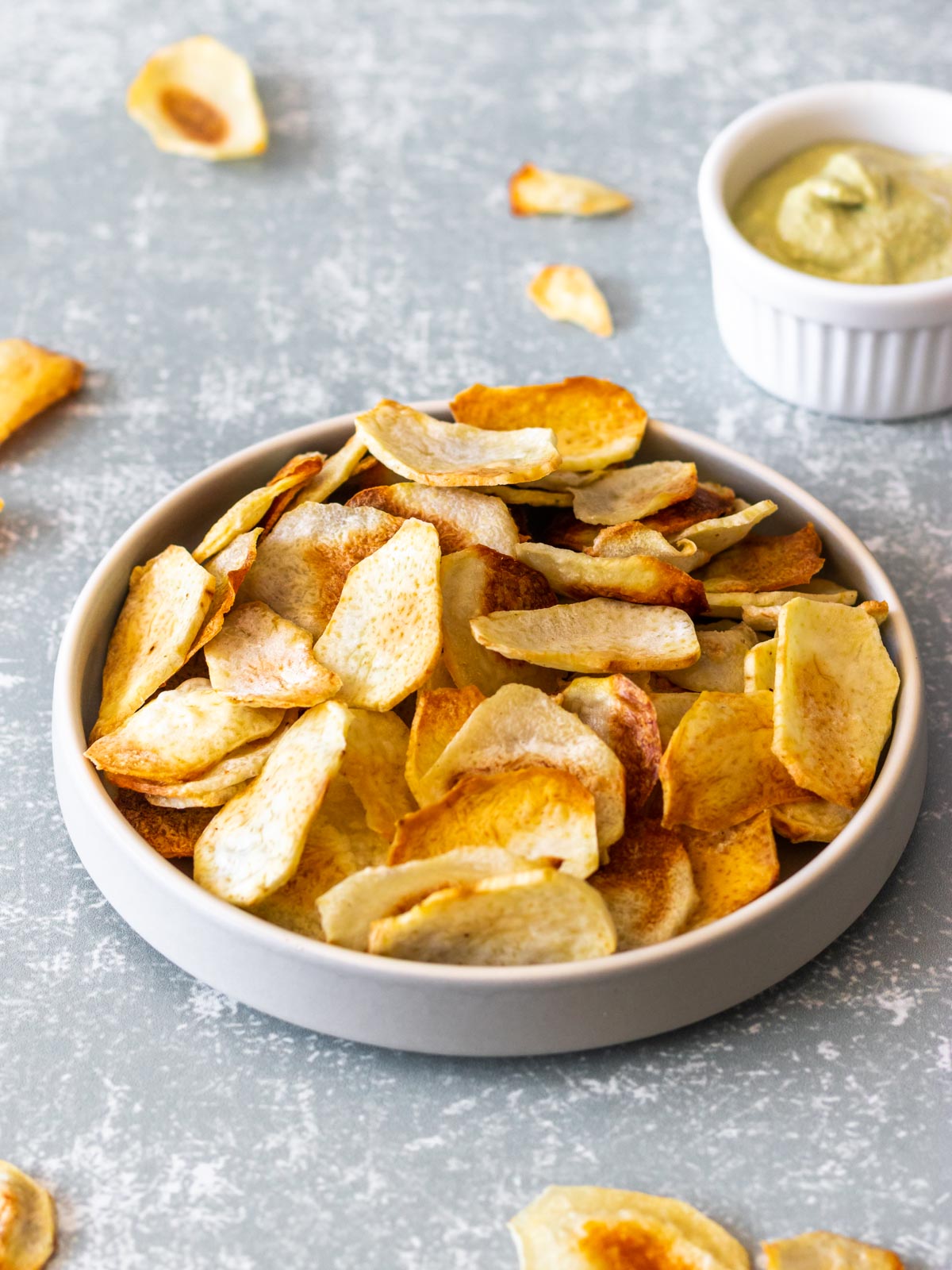 prato de chips de inhame