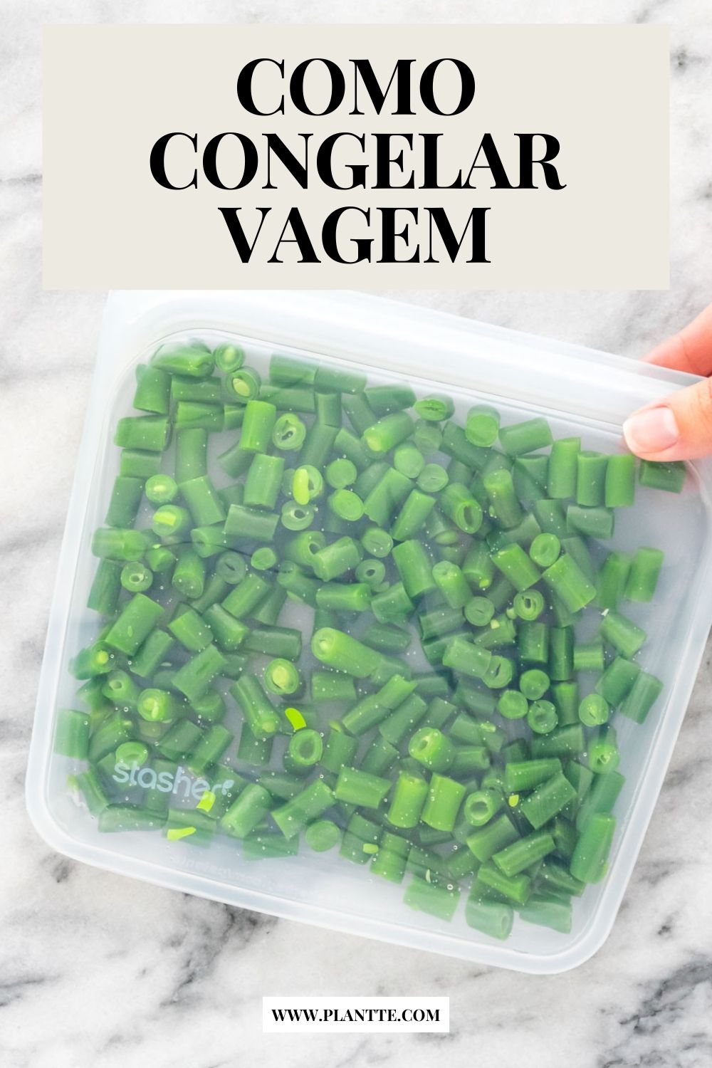 vagem congelada em um saco de silicone