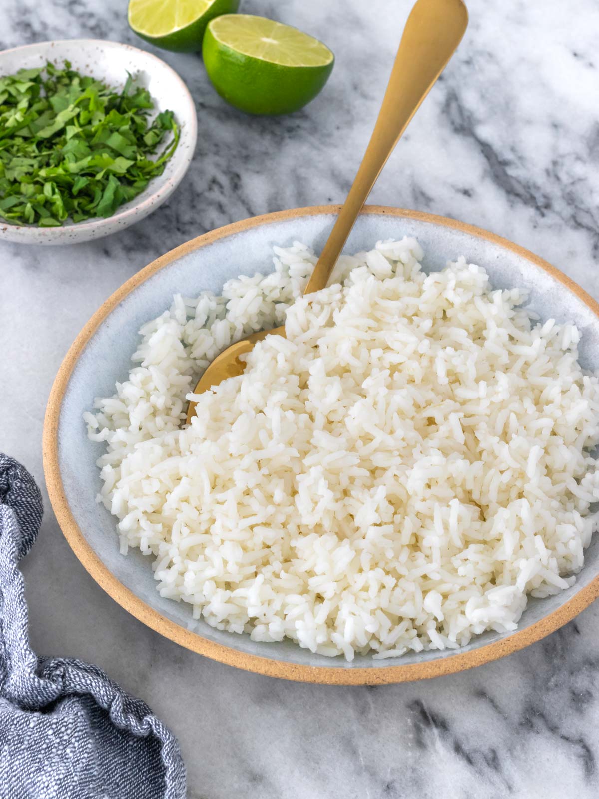 prato de arroz cozido
