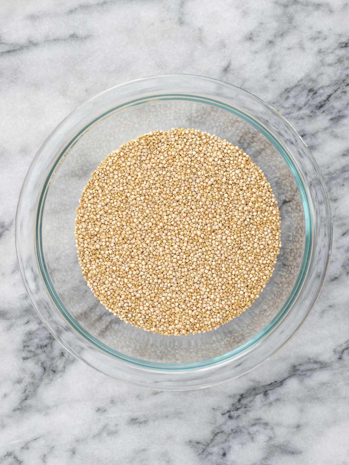 Quinoa crua em grãos dentro de uma tigela.