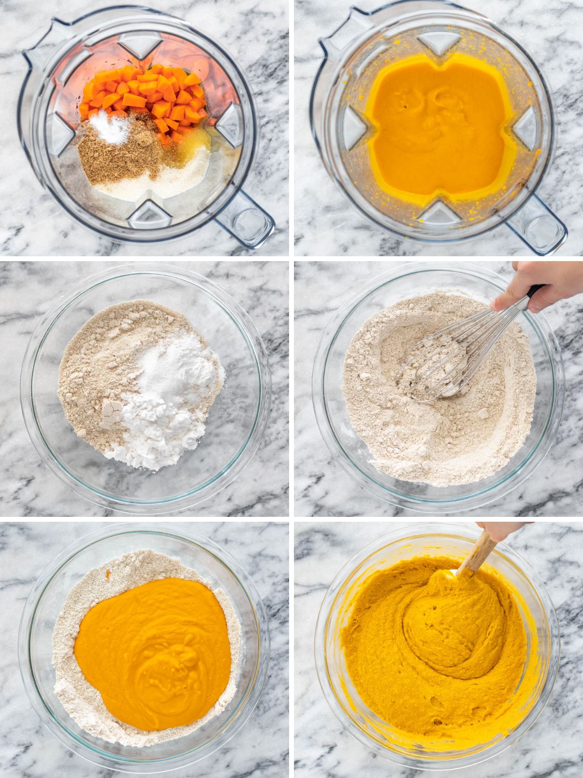 ingredientes do bolo de cenoura sem glúten sendo misturados para fazer a massa
