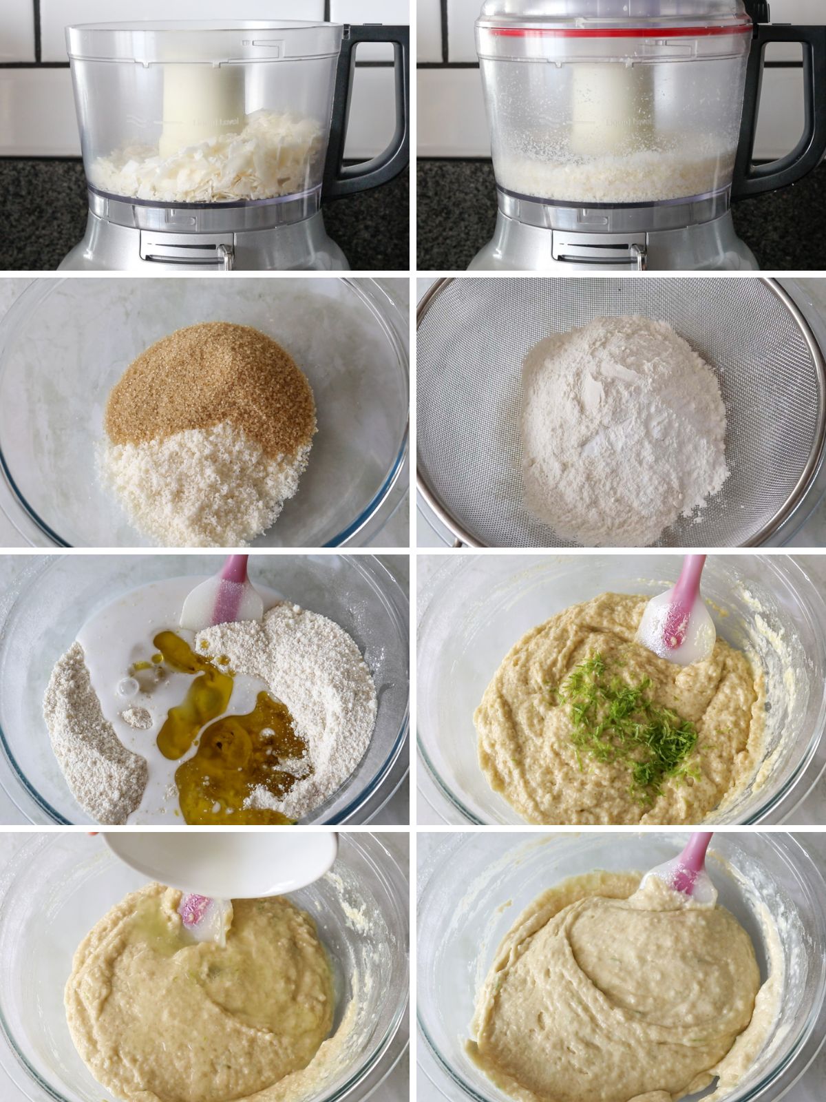 ingredientes sendo misturados para fazer bolo de coco e limão