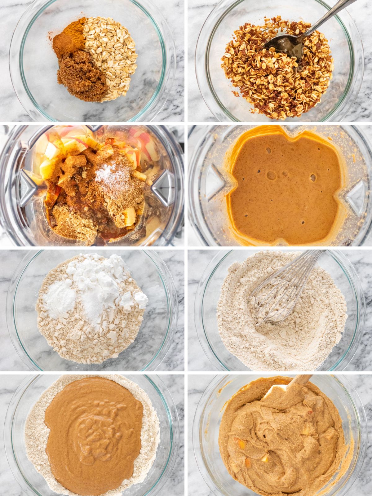 ingredientes sendo misturados para fazer bolo de maçã com aveia