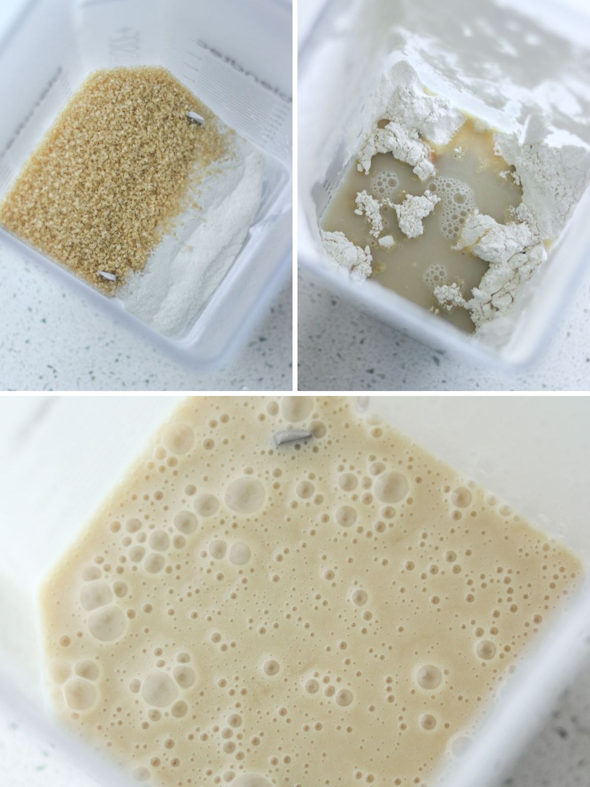 leite condensado vegano sendo preparado no liquidificador